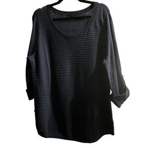 Talbots size XL navy textured lightweight 3/4 sleeve tunic sweater